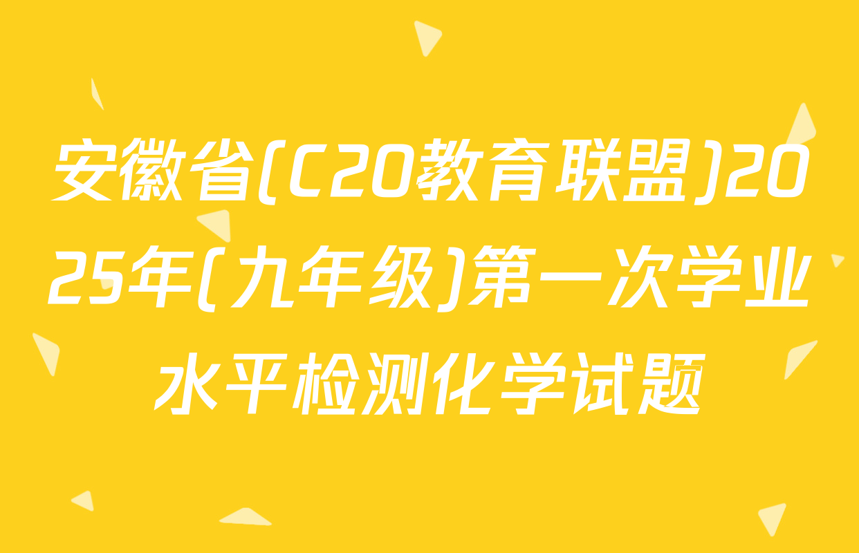 安徽省(C20教育联盟)2025年(九年级)第一次学业水平检测化学试题
