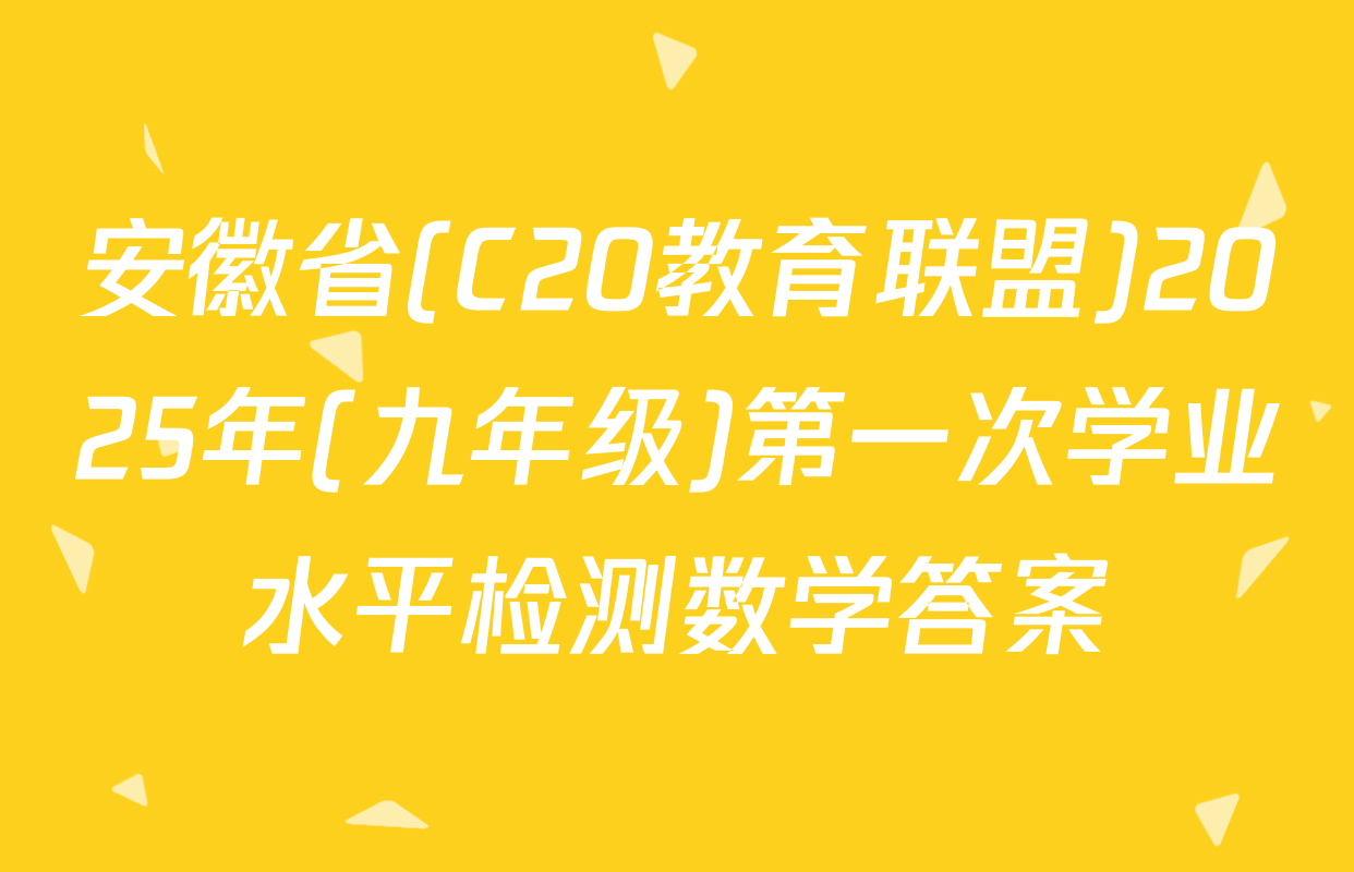 安徽省(C20教育联盟)2025年(九年级)第一次学业水平检测数学答案