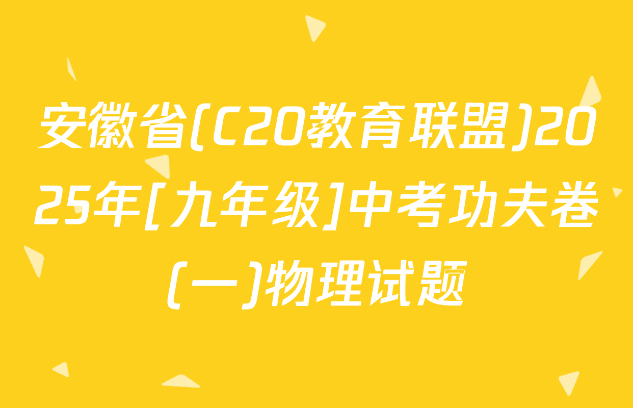 安徽省(C20教育联盟)2025年[九年级]中考功夫卷(一)物理试题