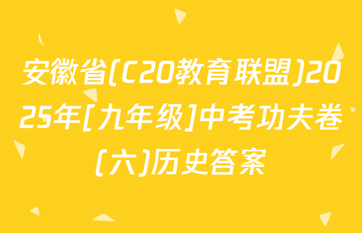 安徽省(C20教育联盟)2025年[九年级]中考功夫卷(六)历史答案