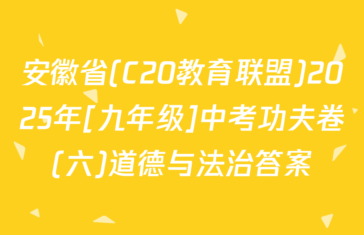 安徽省(C20教育联盟)2025年[九年级]中考功夫卷(六)道德与法治答案