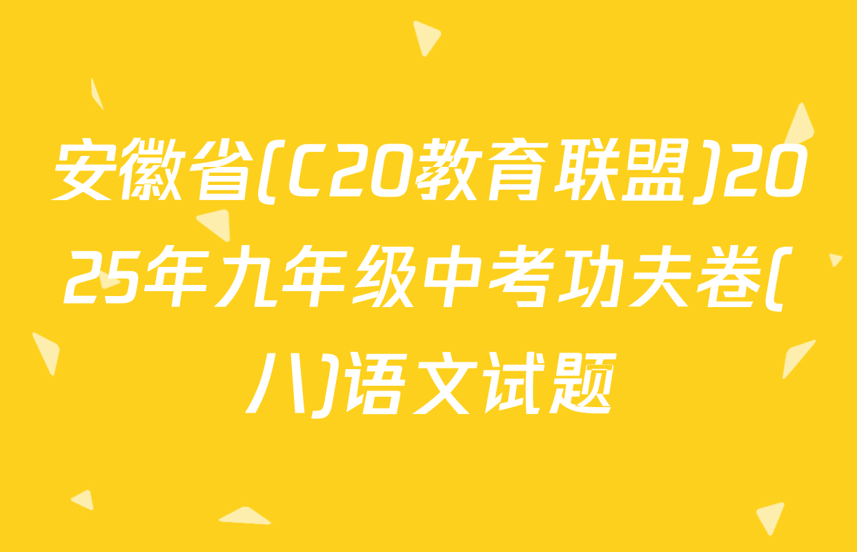 安徽省(C20教育联盟)2025年九年级中考功夫卷(八)语文试题