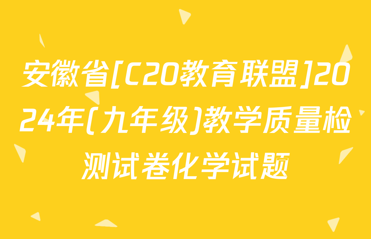安徽省[C20教育联盟]2024年(九年级)教学质量检测试卷化学试题
