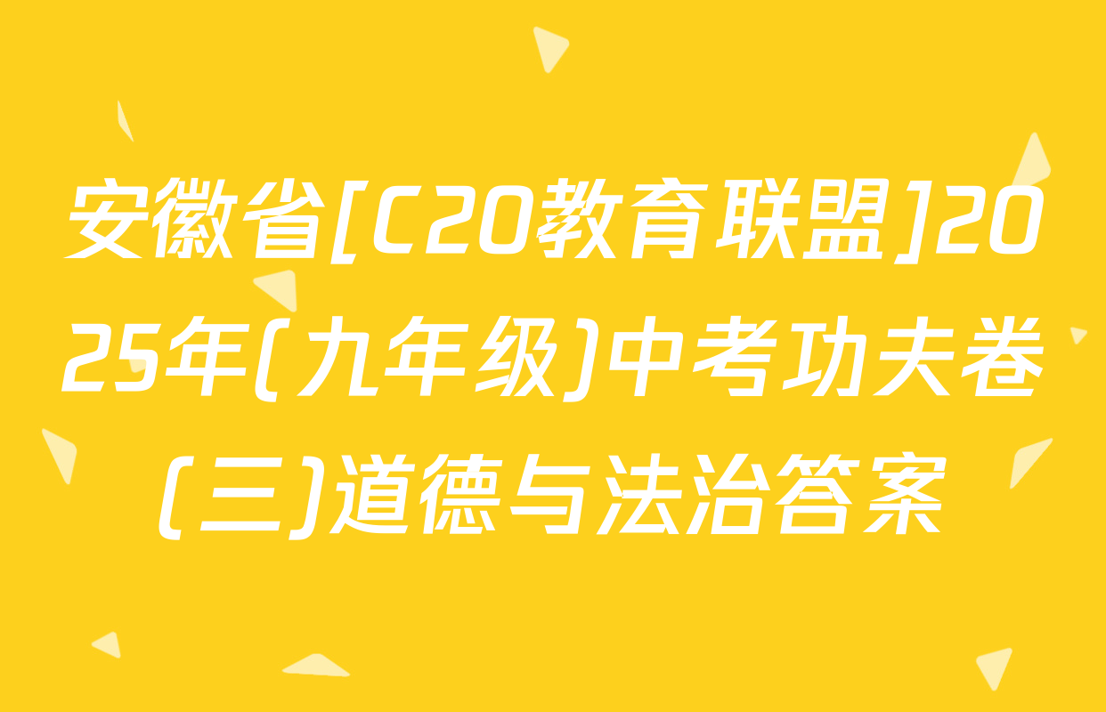安徽省[C20教育联盟]2025年(九年级)中考功夫卷(三)道德与法治答案