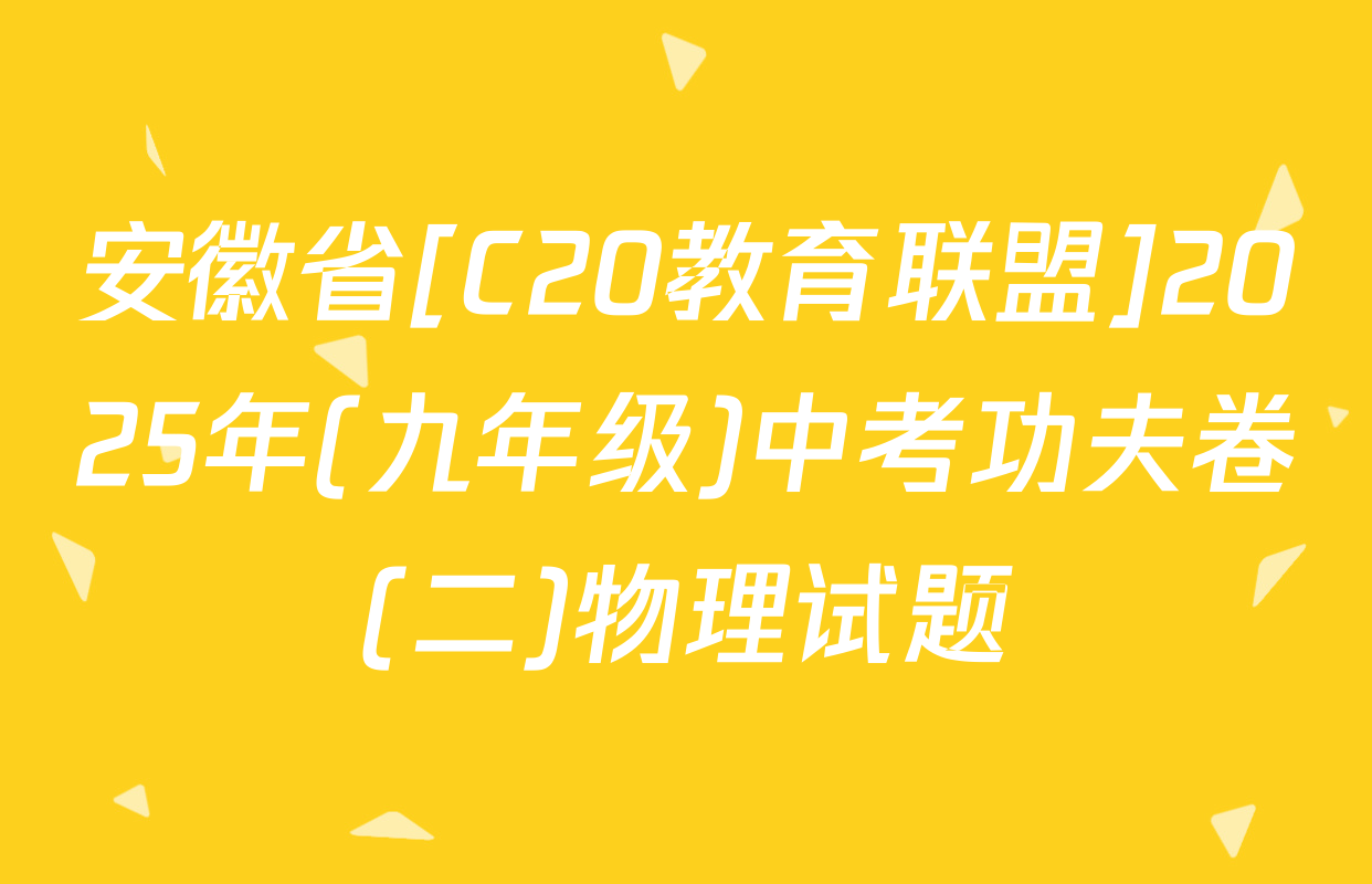 安徽省[C20教育联盟]2025年(九年级)中考功夫卷(二)物理试题
