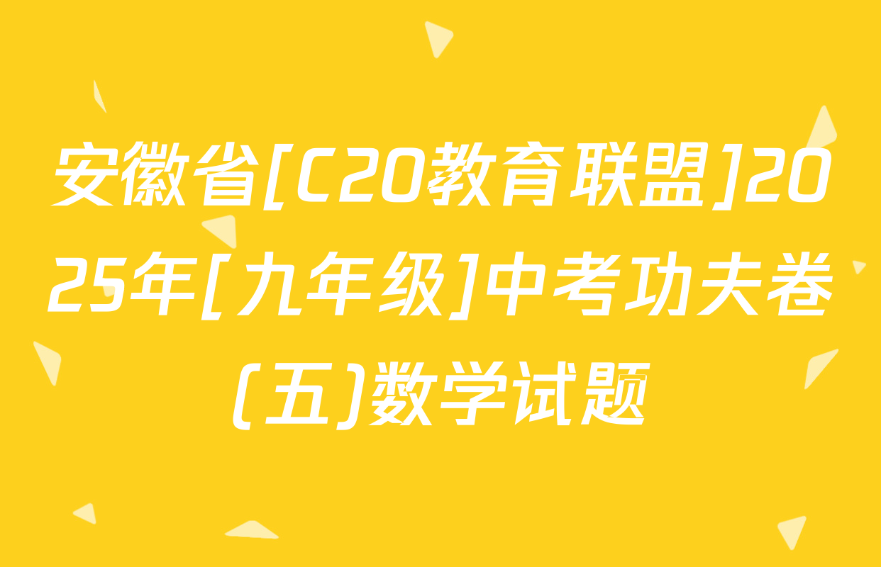 安徽省[C20教育联盟]2025年[九年级]中考功夫卷(五)数学试题
