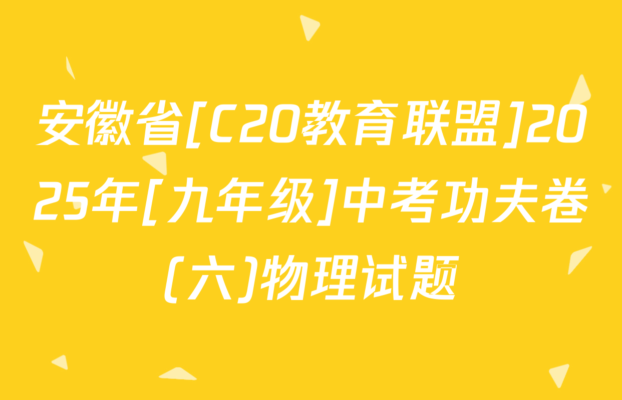 安徽省[C20教育联盟]2025年[九年级]中考功夫卷(六)物理试题