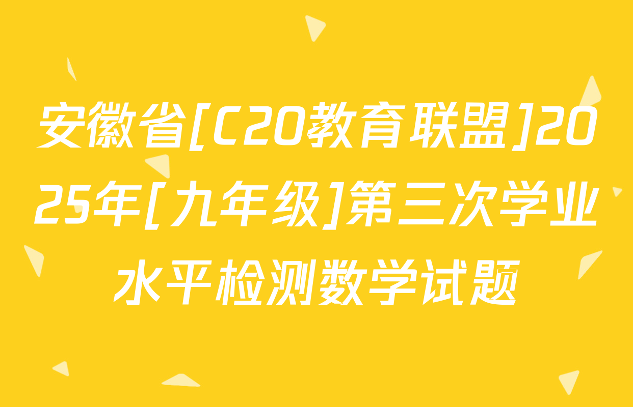 安徽省[C20教育联盟]2025年[九年级]第三次学业水平检测数学试题