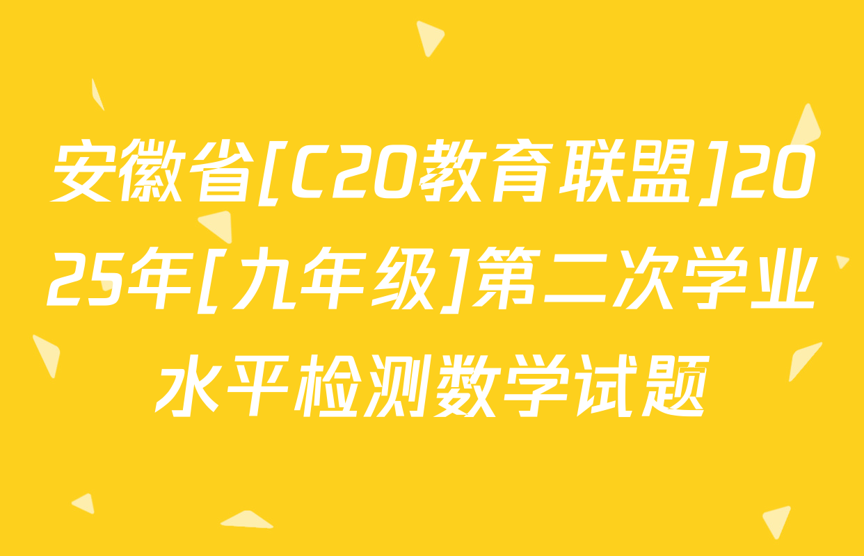 安徽省[C20教育联盟]2025年[九年级]第二次学业水平检测数学试题