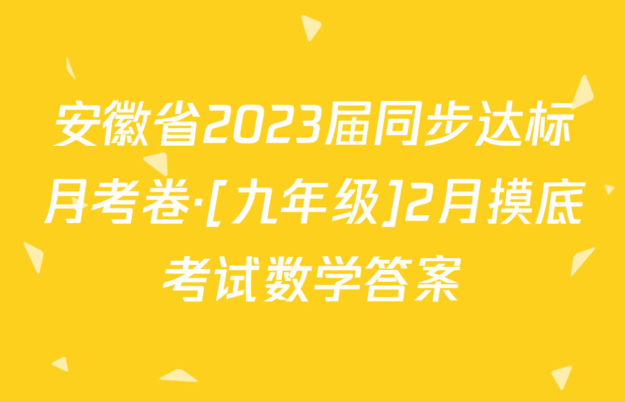 安徽省2023届同步达标月考卷·[九年级]2月摸底考试数学答案