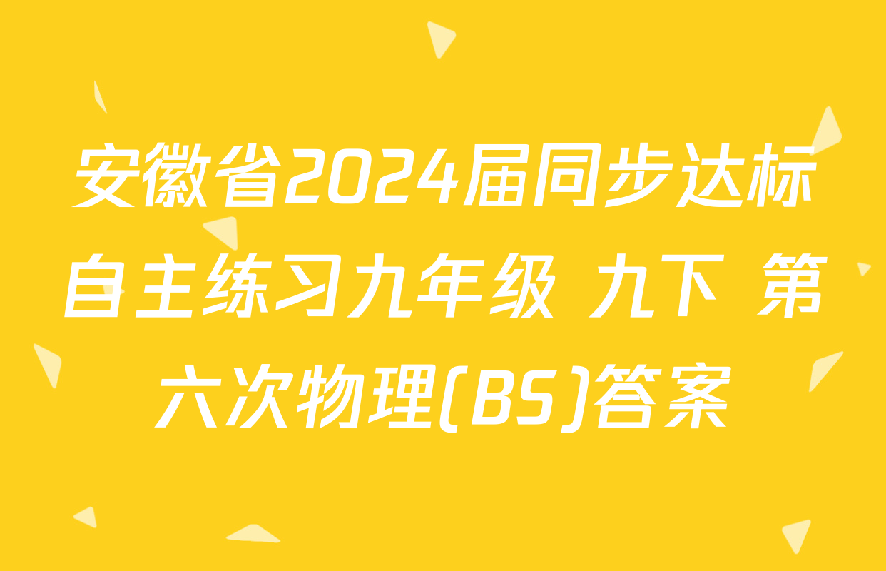 安徽省2024届同步达标自主练习九年级 九下 第六次物理(BS)答案