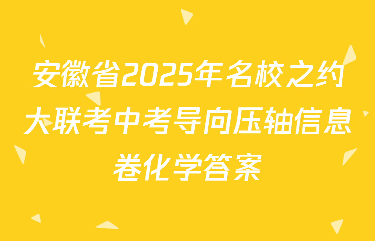 安徽省2025年名校之约大联考中考导向压轴信息卷化学答案