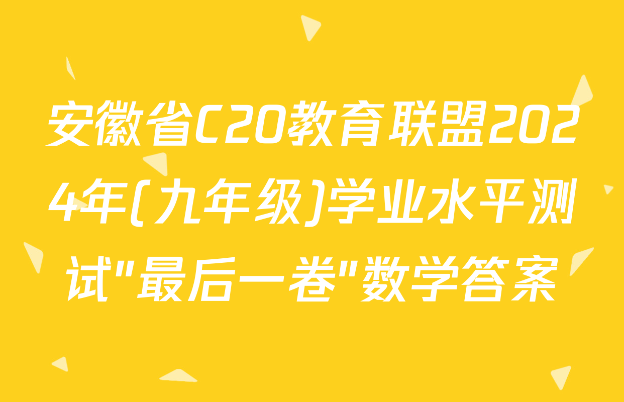安徽省C20教育联盟2024年(九年级)学业水平测试"最后一卷"数学答案