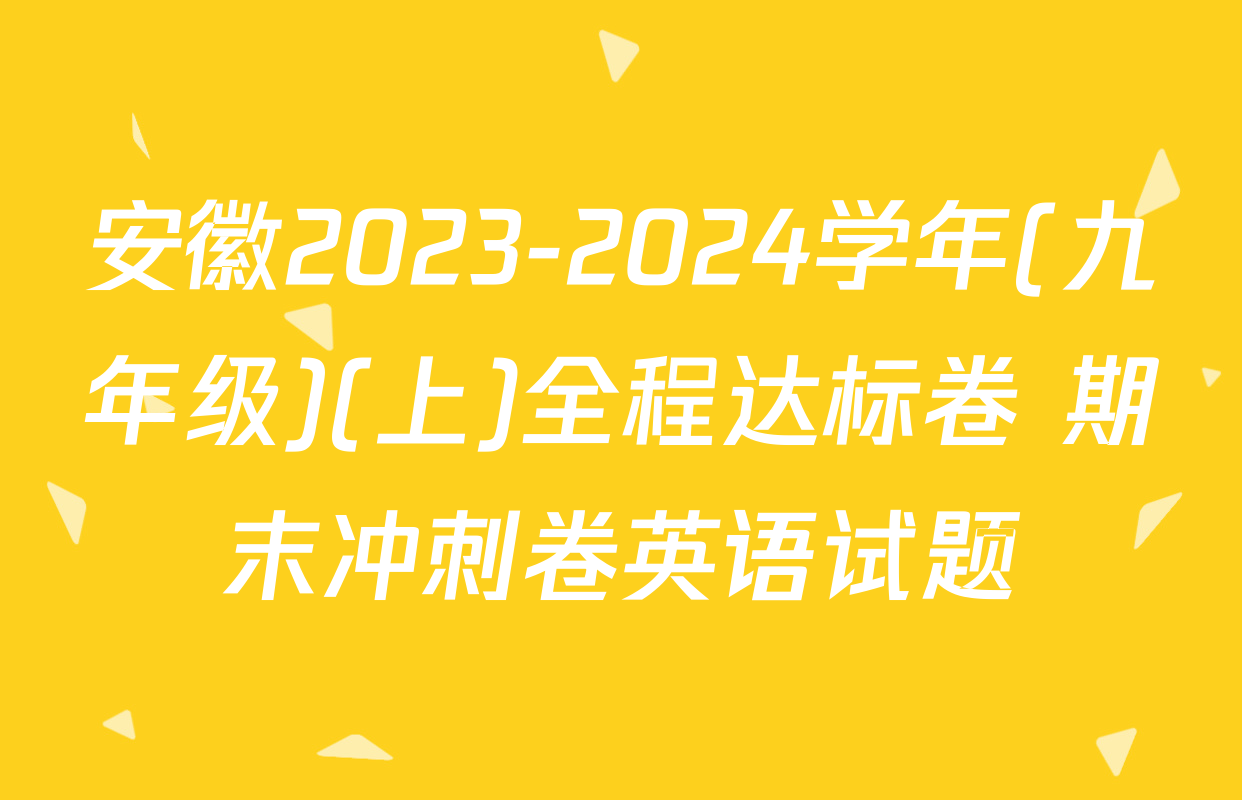 安徽2023-2024学年(九年级)(上)全程达标卷 期末冲刺卷英语试题