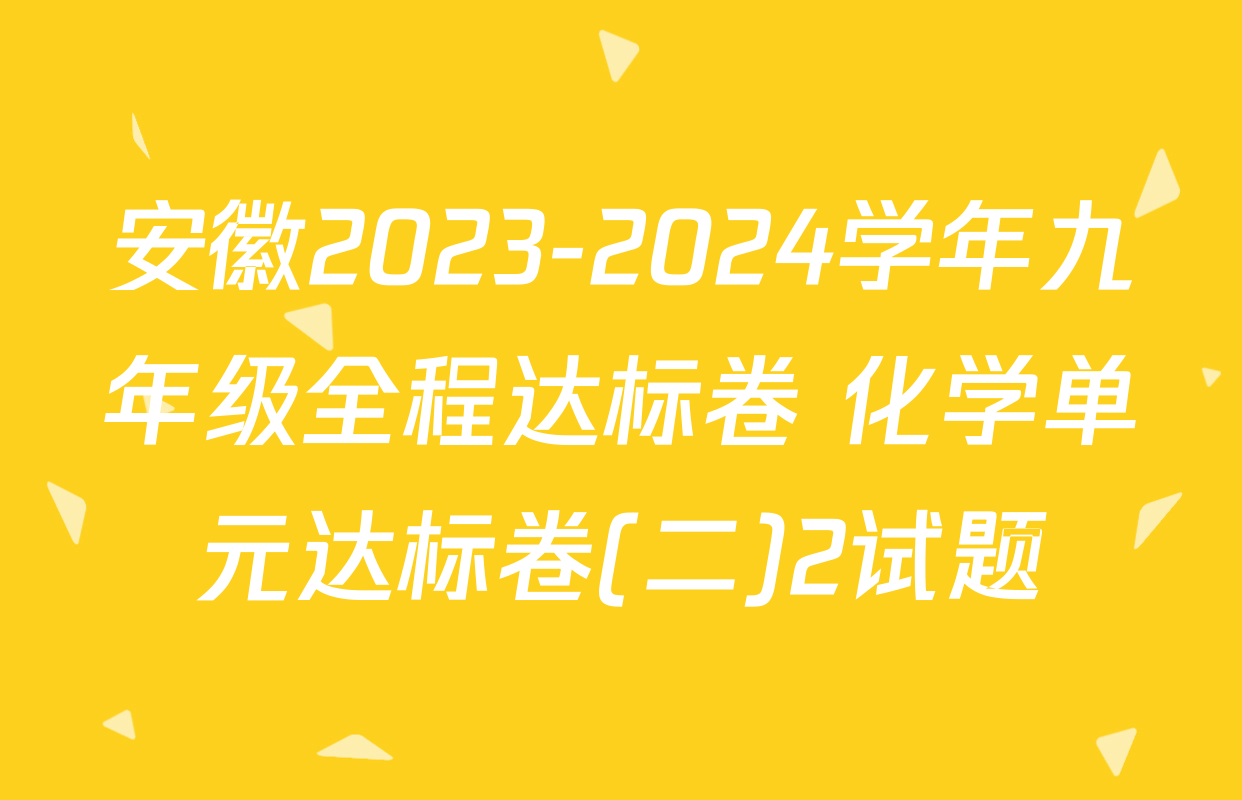 安徽2023-2024学年九年级全程达标卷 化学单元达标卷(二)2试题