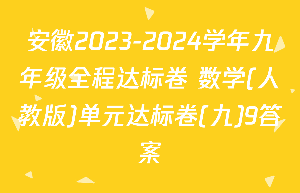 安徽2023-2024学年九年级全程达标卷 数学(人教版)单元达标卷(九)9答案