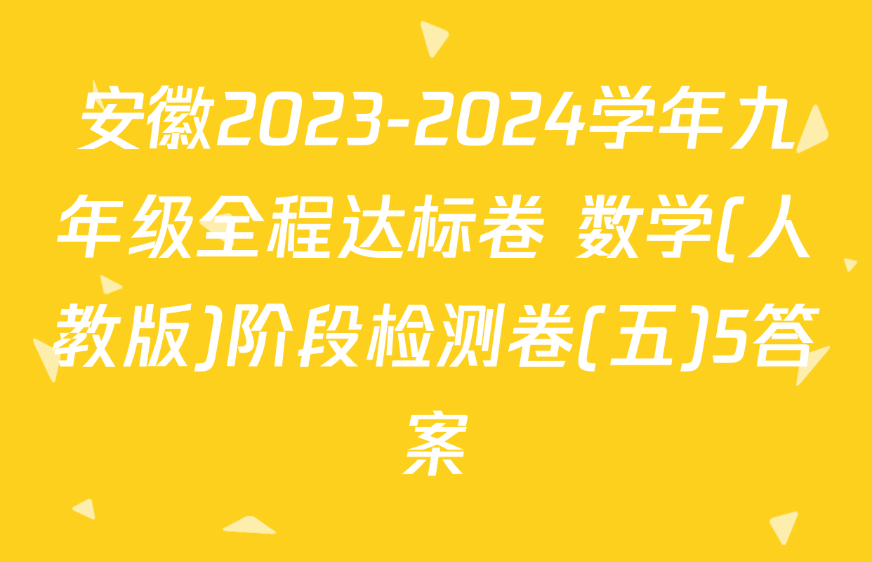 安徽2023-2024学年九年级全程达标卷 数学(人教版)阶段检测卷(五)5答案