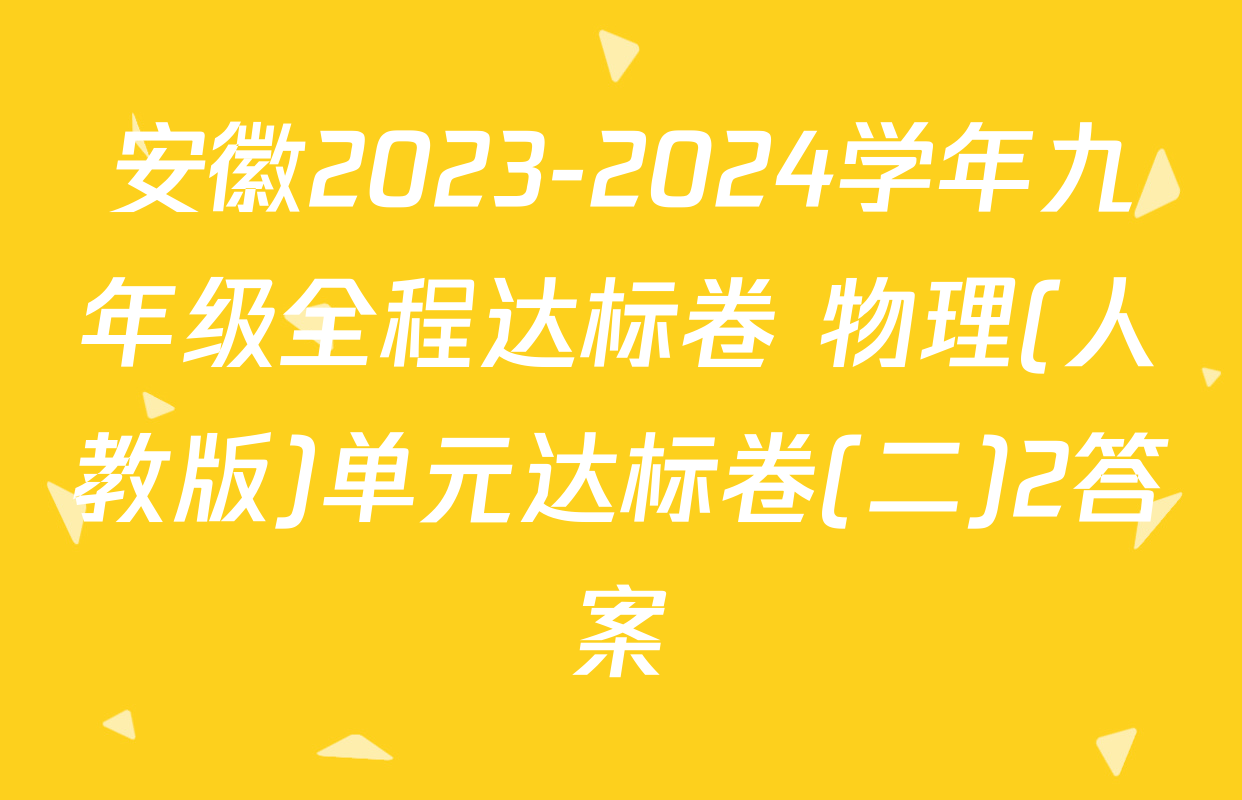 安徽2023-2024学年九年级全程达标卷 物理(人教版)单元达标卷(二)2答案