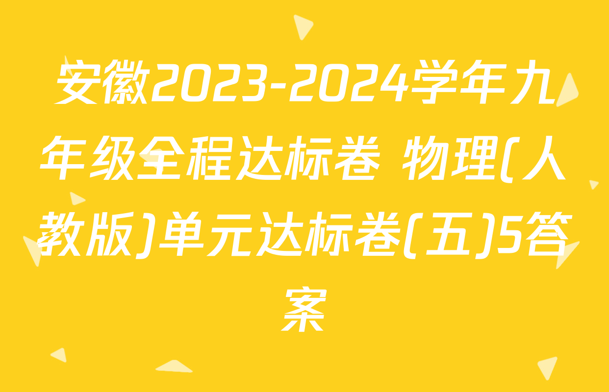 安徽2023-2024学年九年级全程达标卷 物理(人教版)单元达标卷(五)5答案