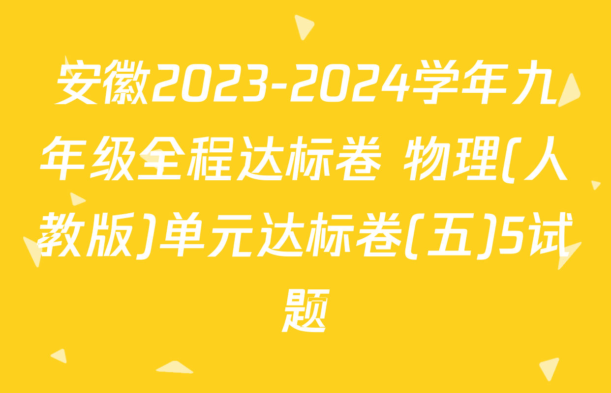 安徽2023-2024学年九年级全程达标卷 物理(人教版)单元达标卷(五)5试题