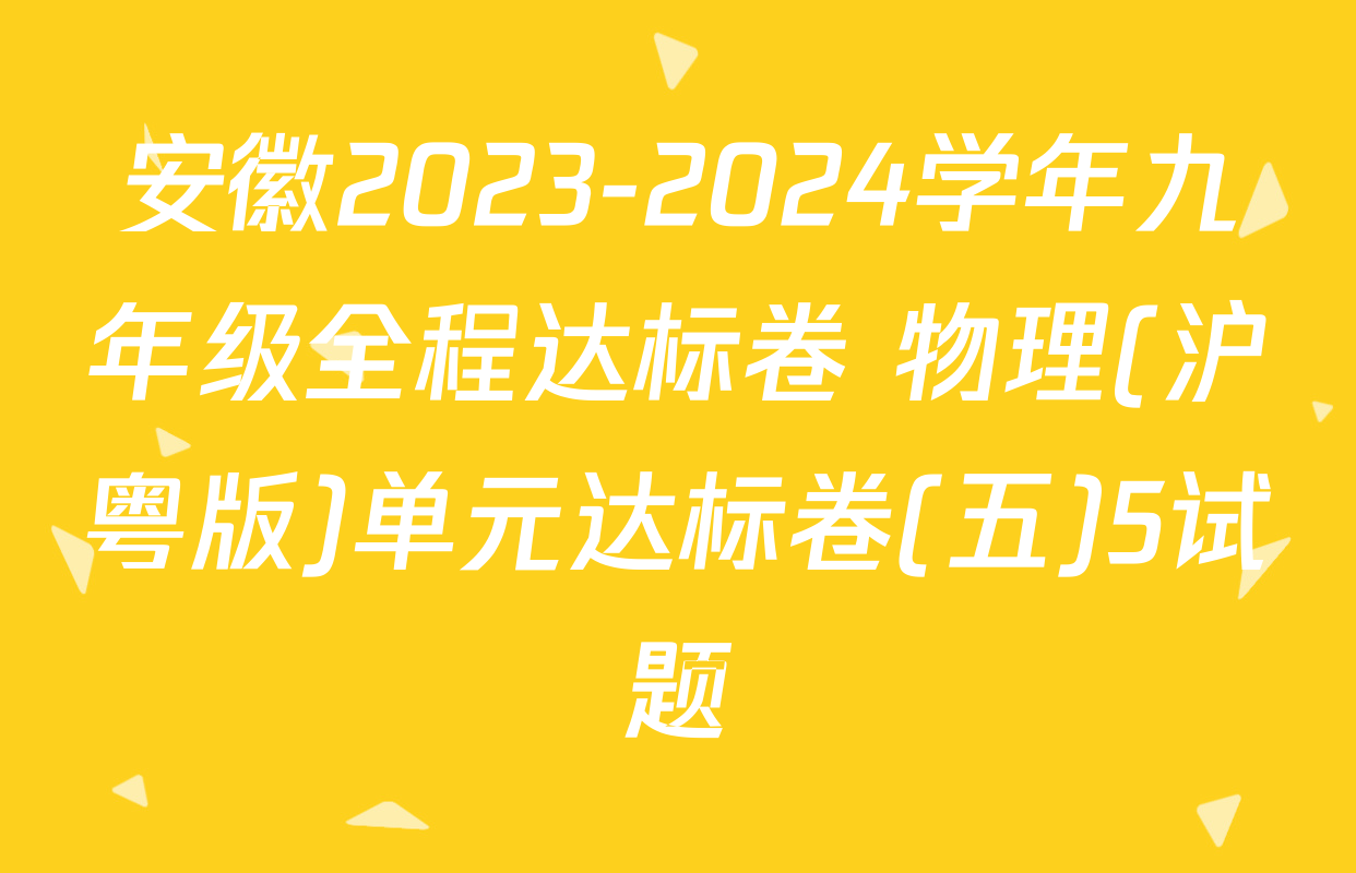 安徽2023-2024学年九年级全程达标卷 物理(沪粤版)单元达标卷(五)5试题