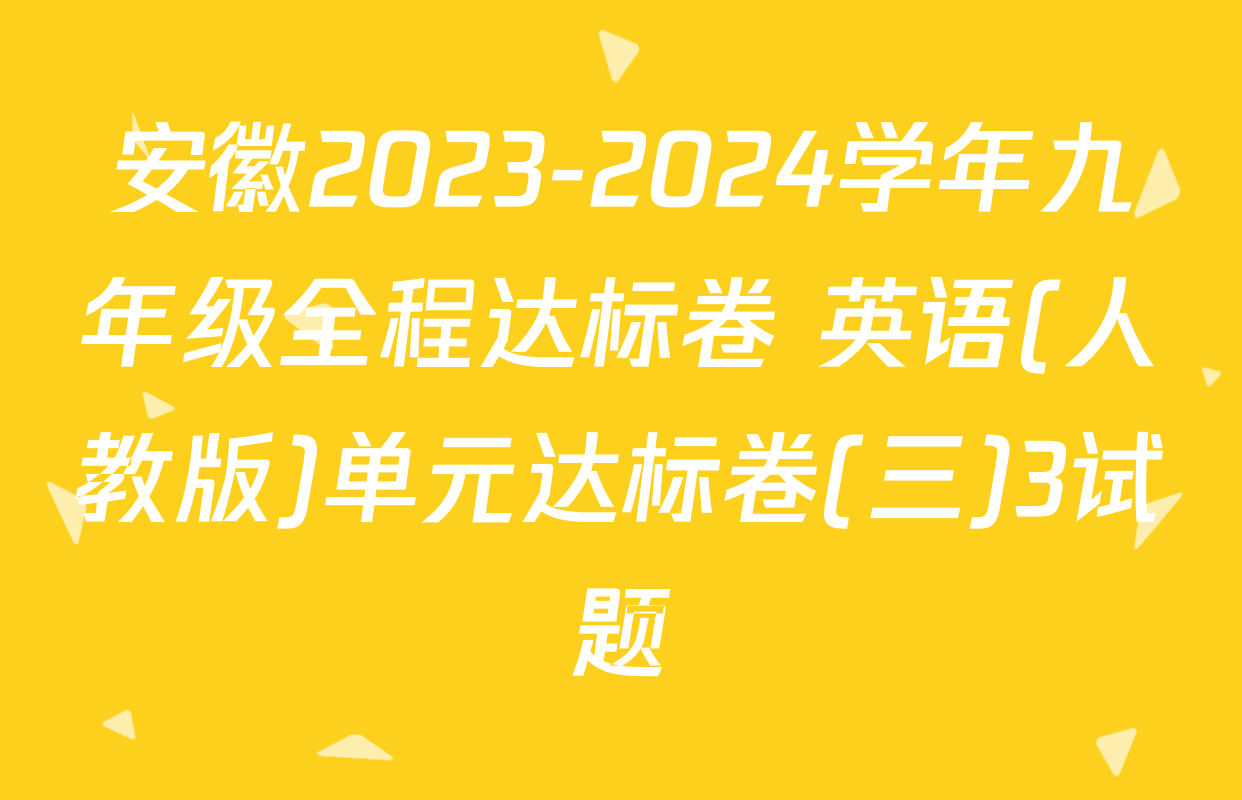 安徽2023-2024学年九年级全程达标卷 英语(人教版)单元达标卷(三)3试题