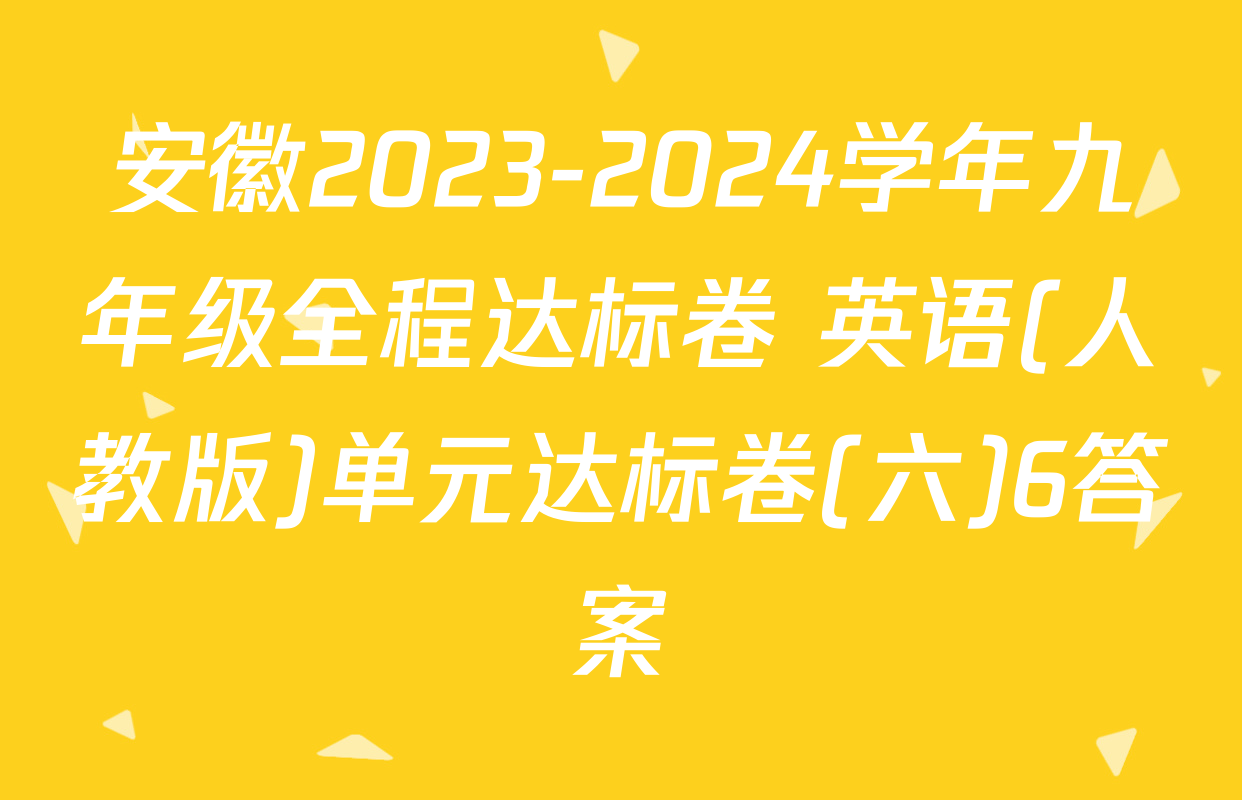 安徽2023-2024学年九年级全程达标卷 英语(人教版)单元达标卷(六)6答案