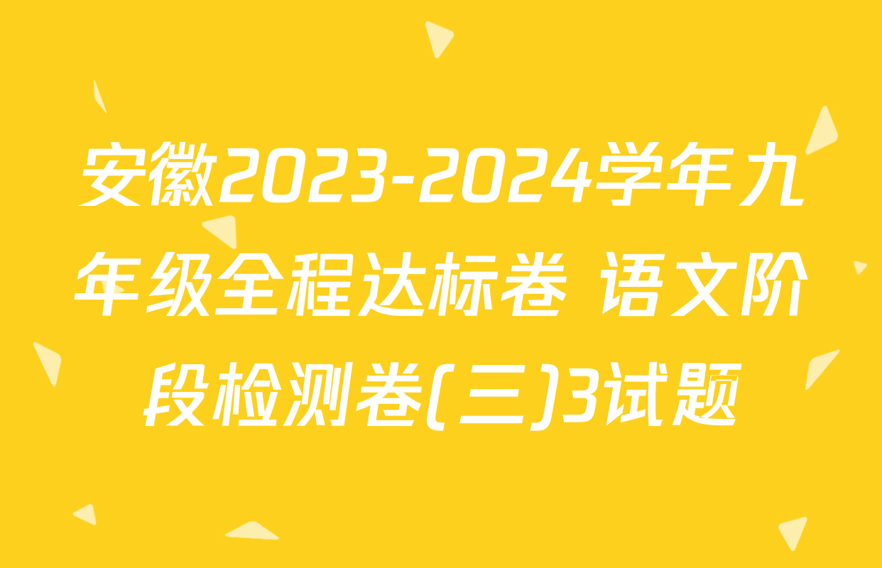 安徽2023-2024学年九年级全程达标卷 语文阶段检测卷(三)3试题