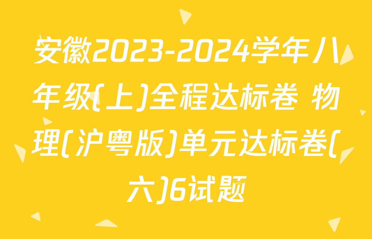 安徽2023-2024学年八年级(上)全程达标卷 物理(沪粤版)单元达标卷(六)6试题