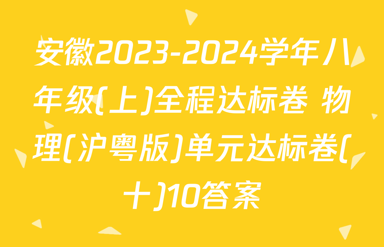 安徽2023-2024学年八年级(上)全程达标卷 物理(沪粤版)单元达标卷(十)10答案