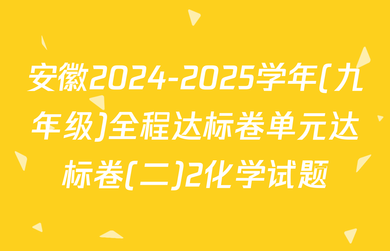 安徽2024-2025学年(九年级)全程达标卷单元达标卷(二)2化学试题