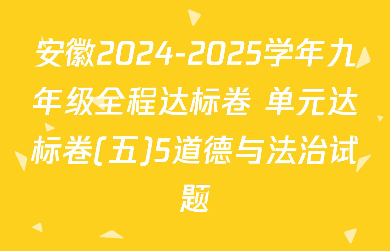 安徽2024-2025学年九年级全程达标卷 单元达标卷(五)5道德与法治试题