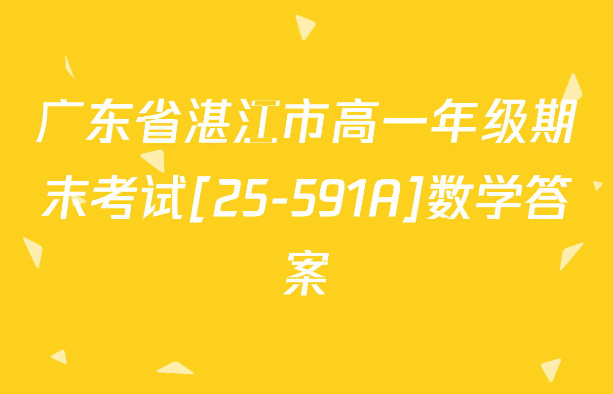 广东省湛江市高一年级期末考试[25-591A]数学答案
