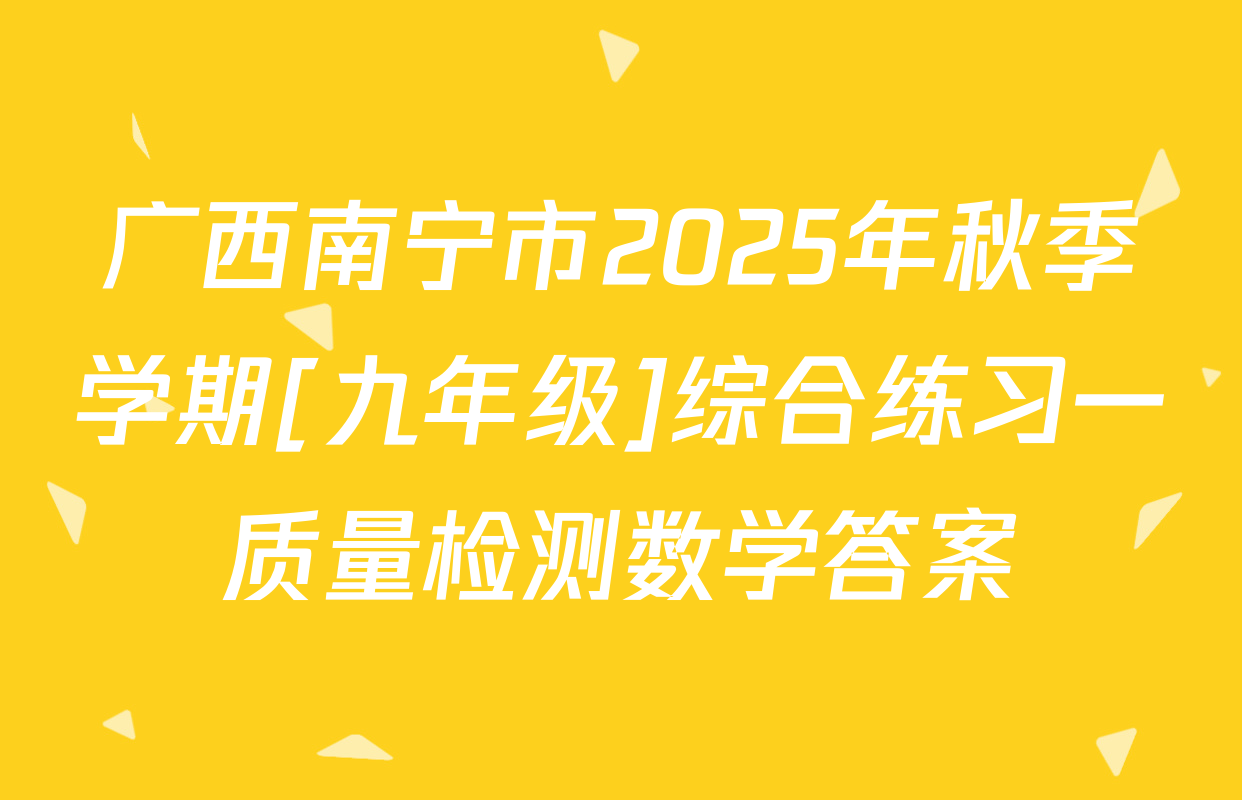 广西南宁市2025年秋季学期[九年级]综合练习一质量检测数学答案