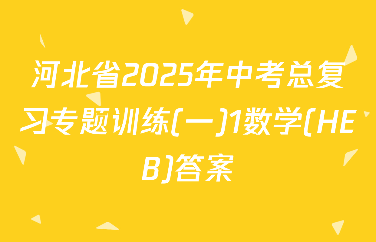 河北省2025年中考总复习专题训练(一)1数学(HEB)答案