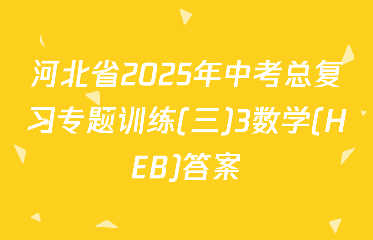 河北省2025年中考总复习专题训练(三)3数学(HEB)答案