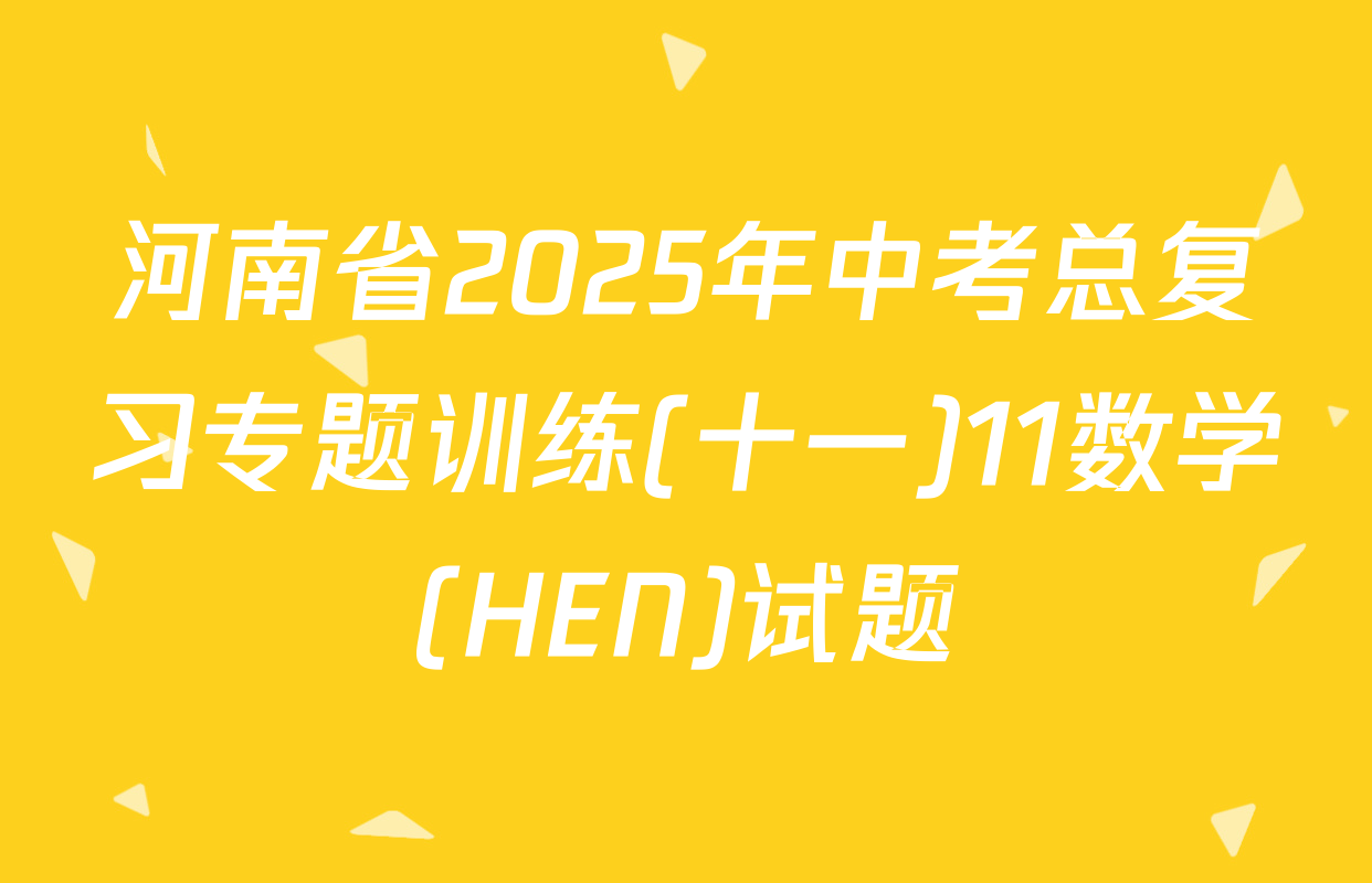 河南省2025年中考总复习专题训练(十一)11数学(HEN)试题