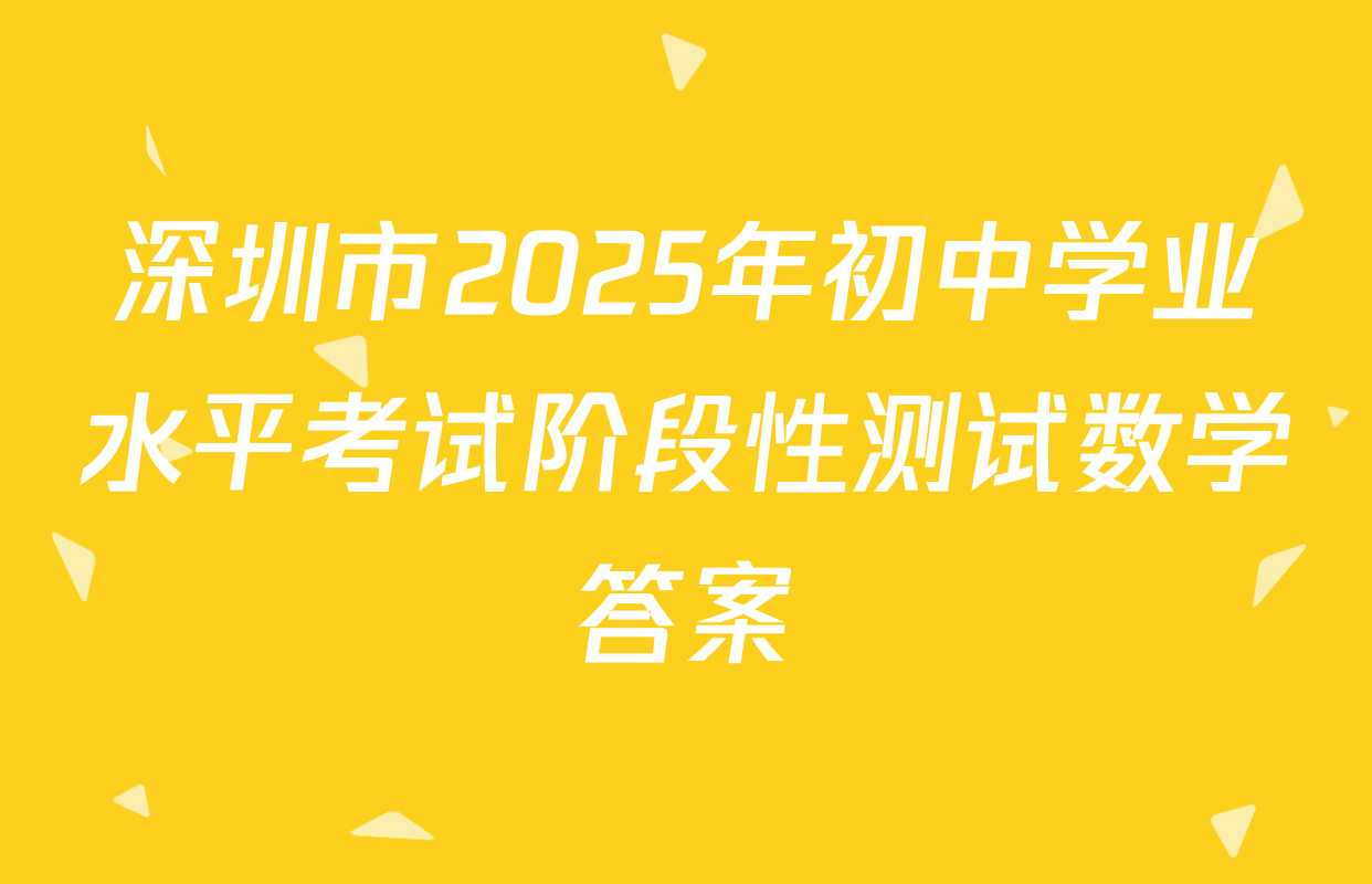 深圳市2025年初中学业水平考试阶段性测试数学答案