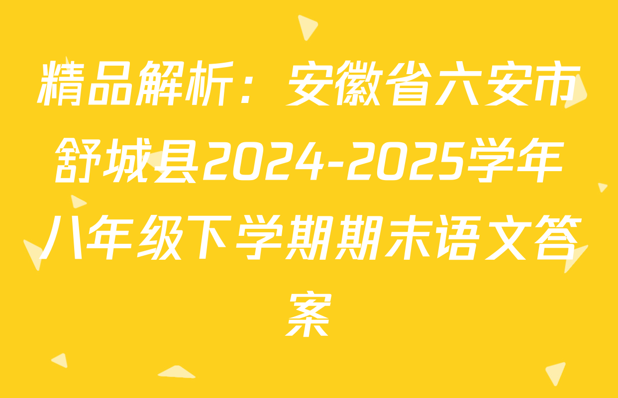 精品解析：安徽省六安市舒城县2024-2025学年八年级下学期期末语文答案