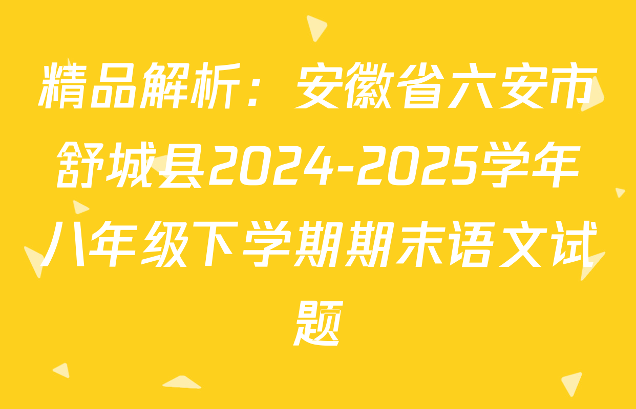 精品解析：安徽省六安市舒城县2024-2025学年八年级下学期期末语文试题