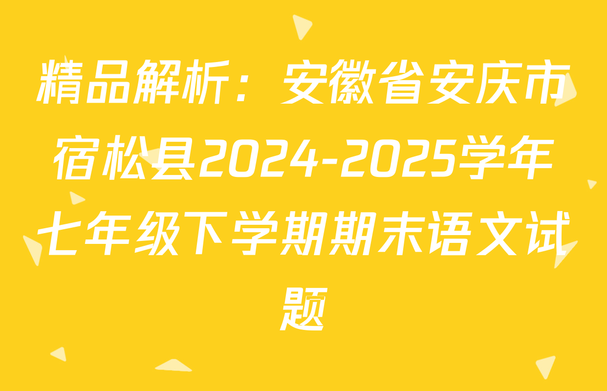 精品解析：安徽省安庆市宿松县2024-2025学年七年级下学期期末语文试题