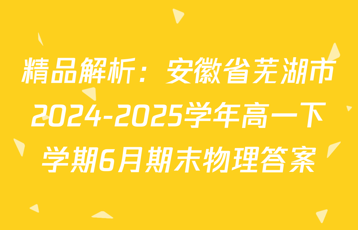 精品解析：安徽省芜湖市2024-2025学年高一下学期6月期末物理答案