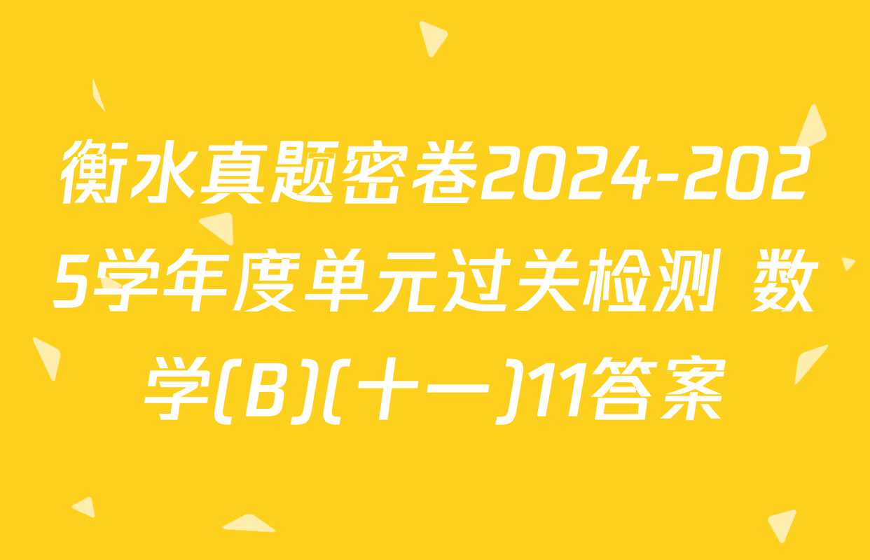 衡水真题密卷2024-2025学年度单元过关检测 数学(B)(十一)11答案