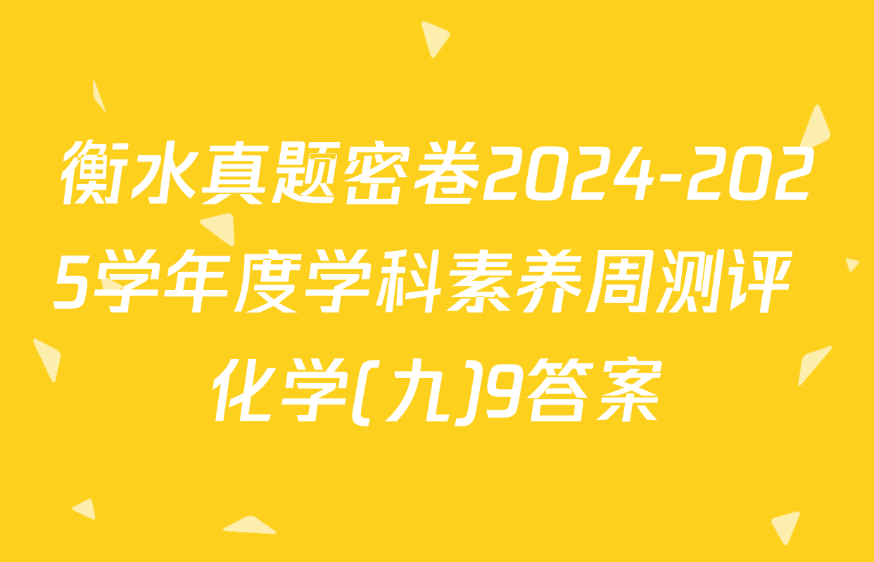 衡水真题密卷2024-2025学年度学科素养周测评 化学(九)9答案