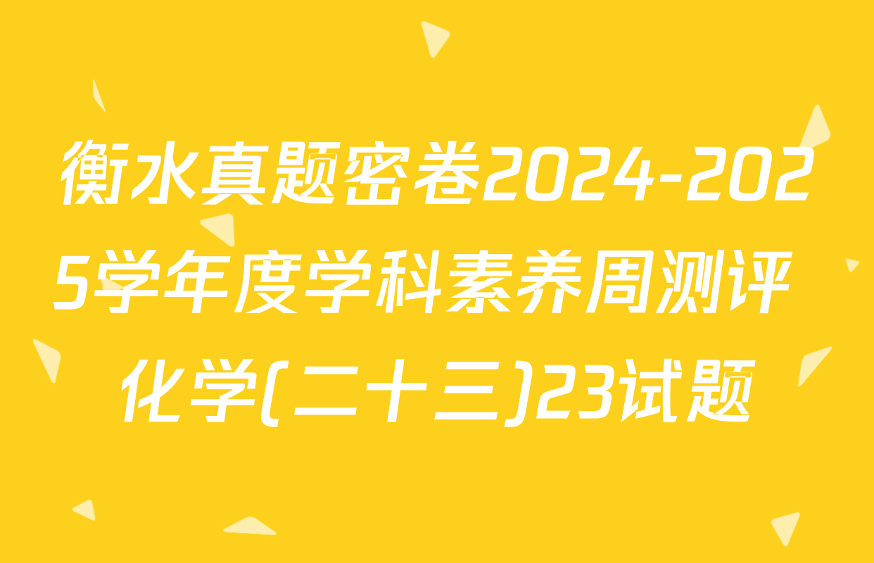 衡水真题密卷2024-2025学年度学科素养周测评 化学(二十三)23试题