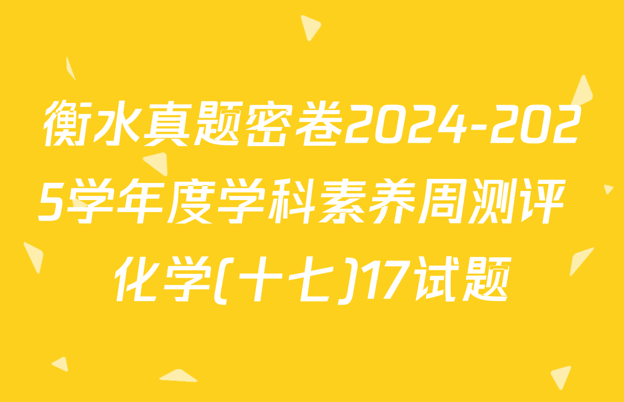 衡水真题密卷2024-2025学年度学科素养周测评 化学(十七)17试题