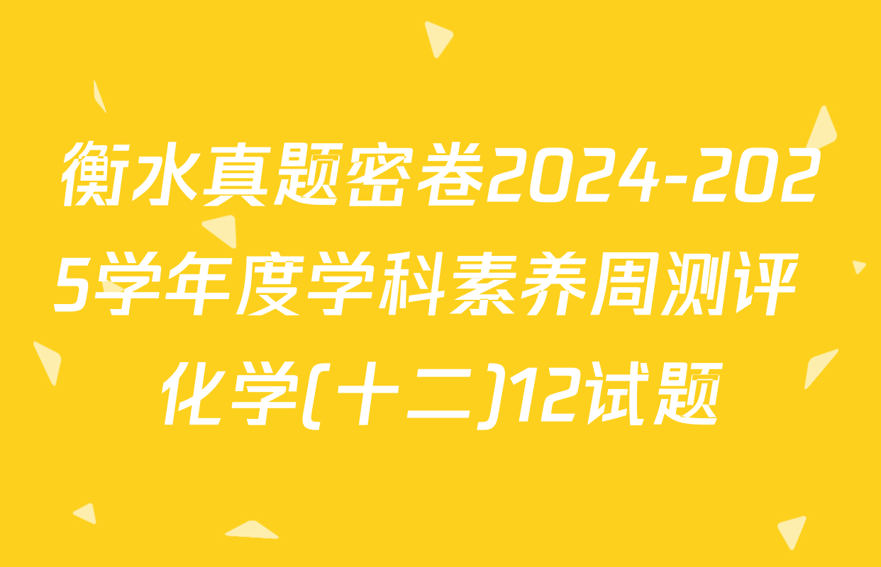 衡水真题密卷2024-2025学年度学科素养周测评 化学(十二)12试题