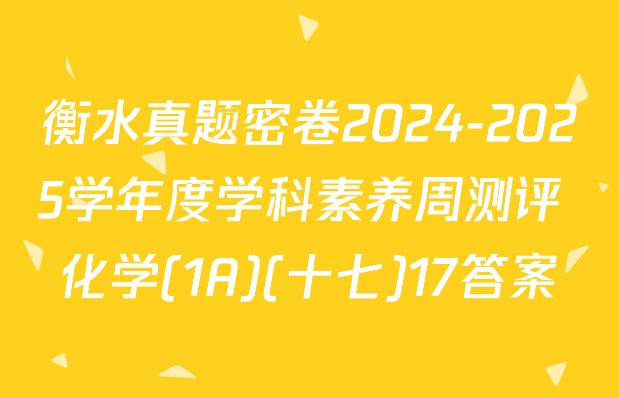 衡水真题密卷2024-2025学年度学科素养周测评 化学(1A)(十七)17答案