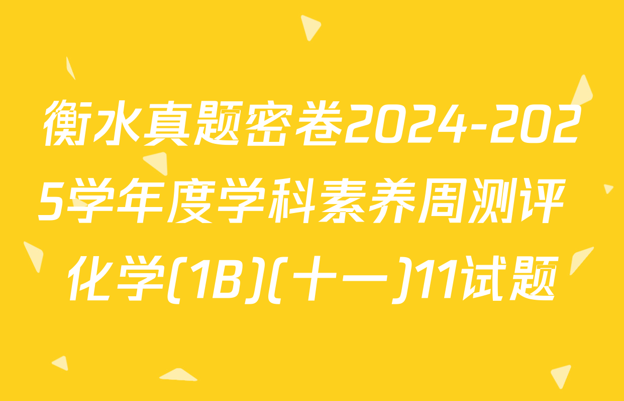 衡水真题密卷2024-2025学年度学科素养周测评 化学(1B)(十一)11试题