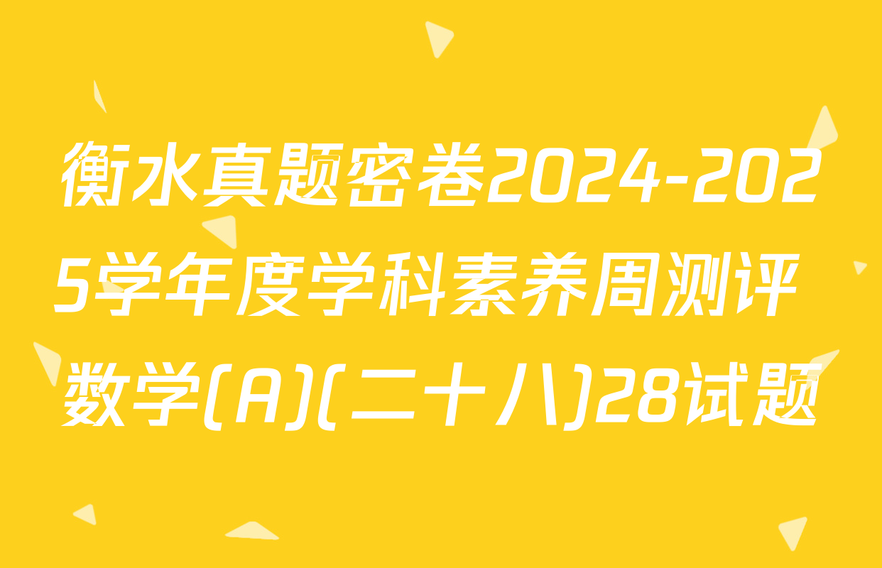 衡水真题密卷2024-2025学年度学科素养周测评 数学(A)(二十八)28试题